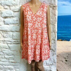 GAP Floral V Neck Tiered Swing Dress